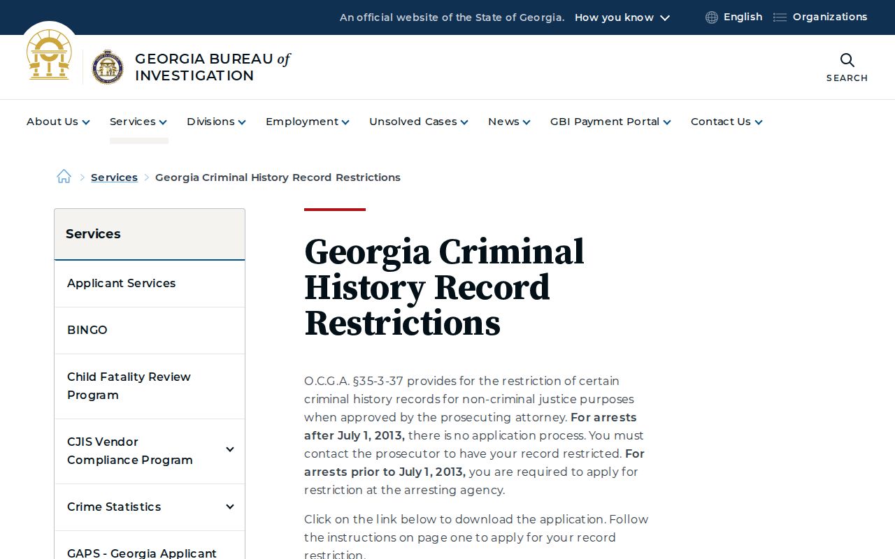 Pulaski County criminal record restriction instructions